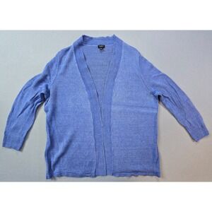 Talbots Womens Linen Cardigan Open Front Sweater 2X Petite Cottagecore Summer‎
